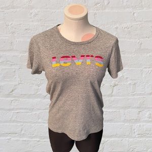 Levi’s Gray Striped Logo Tee
